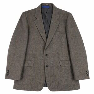 Clark 100% Wool Herringbone Blazer – 48L Gray Brown
